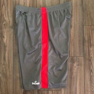 Gray & Red Spalding Basketball Shorts